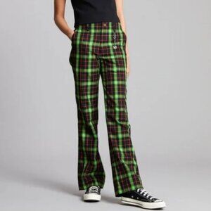 BNWOT Teddy Fresh Green Plaid Tartan Trousers, Size 26
